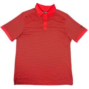 Callaway Opti Dri Short Sleeve Collared Striped‎ Golf Polo Shirt Red Men's Large